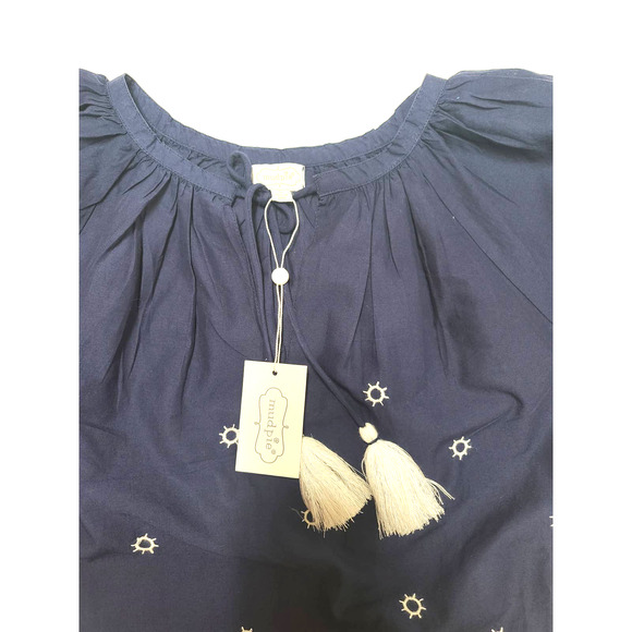 Mud pie navy parson embroidered tunic small blouse - Picture 3 of 5